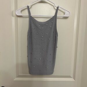 SHEIN Gray Rhinestone Embellished Knit Cami